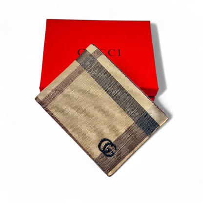 Gucci Beige Checkered Wallet with Black GG Logo 👜✨