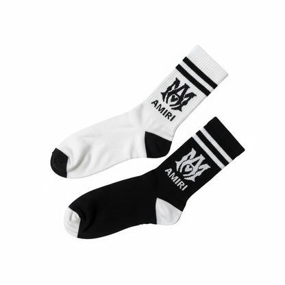AMIRI Premium Crew Socks Pack (6 Pieces) – Black & White Edition 🖤🤍🔥