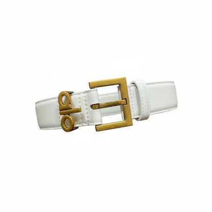 ALO Ivory Leather Belt – Matte Gold Minimal Statement ✨🤍