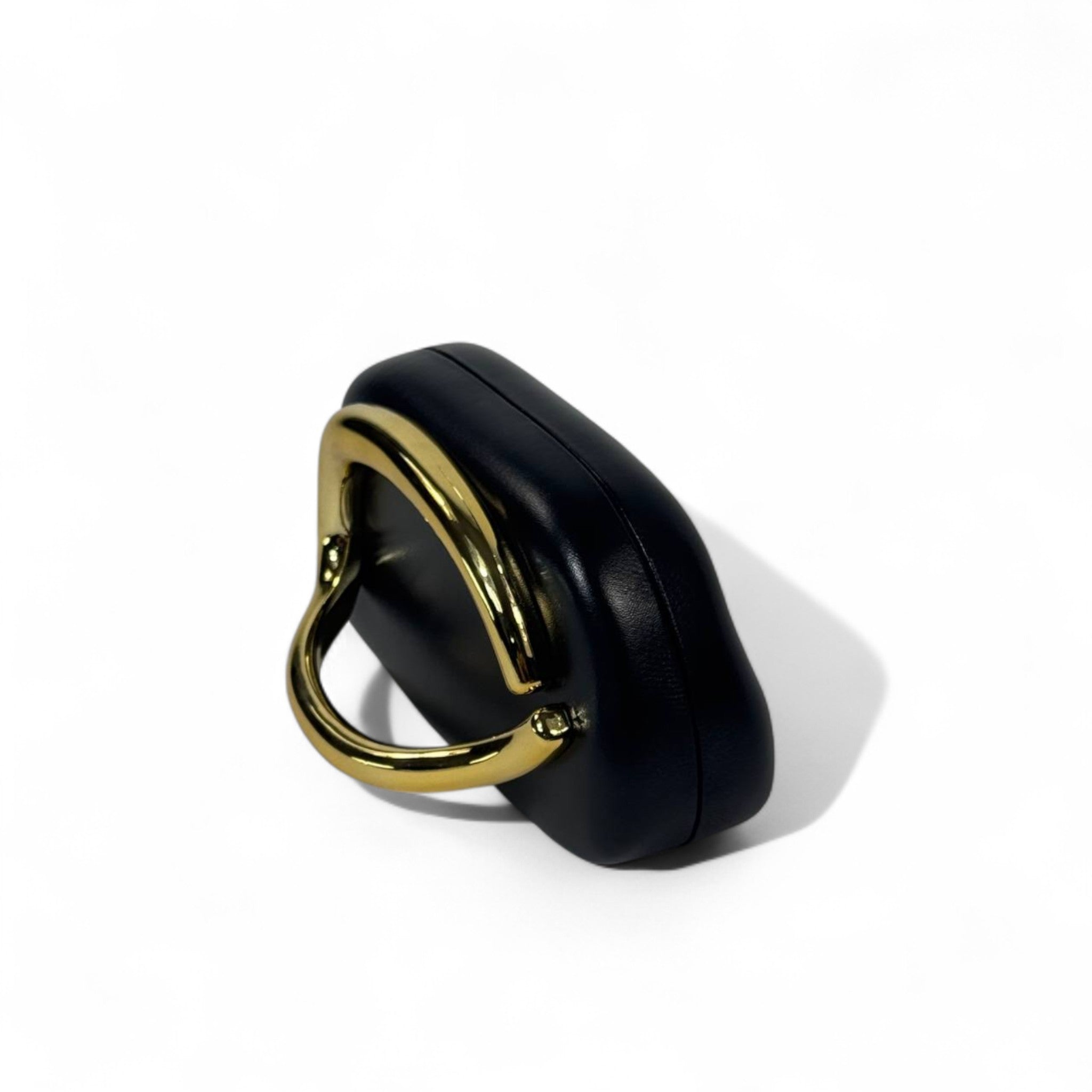 ZARA Sculptural Clutch Bag – Black with Oversized Gold Oval Hardware 🖤✨