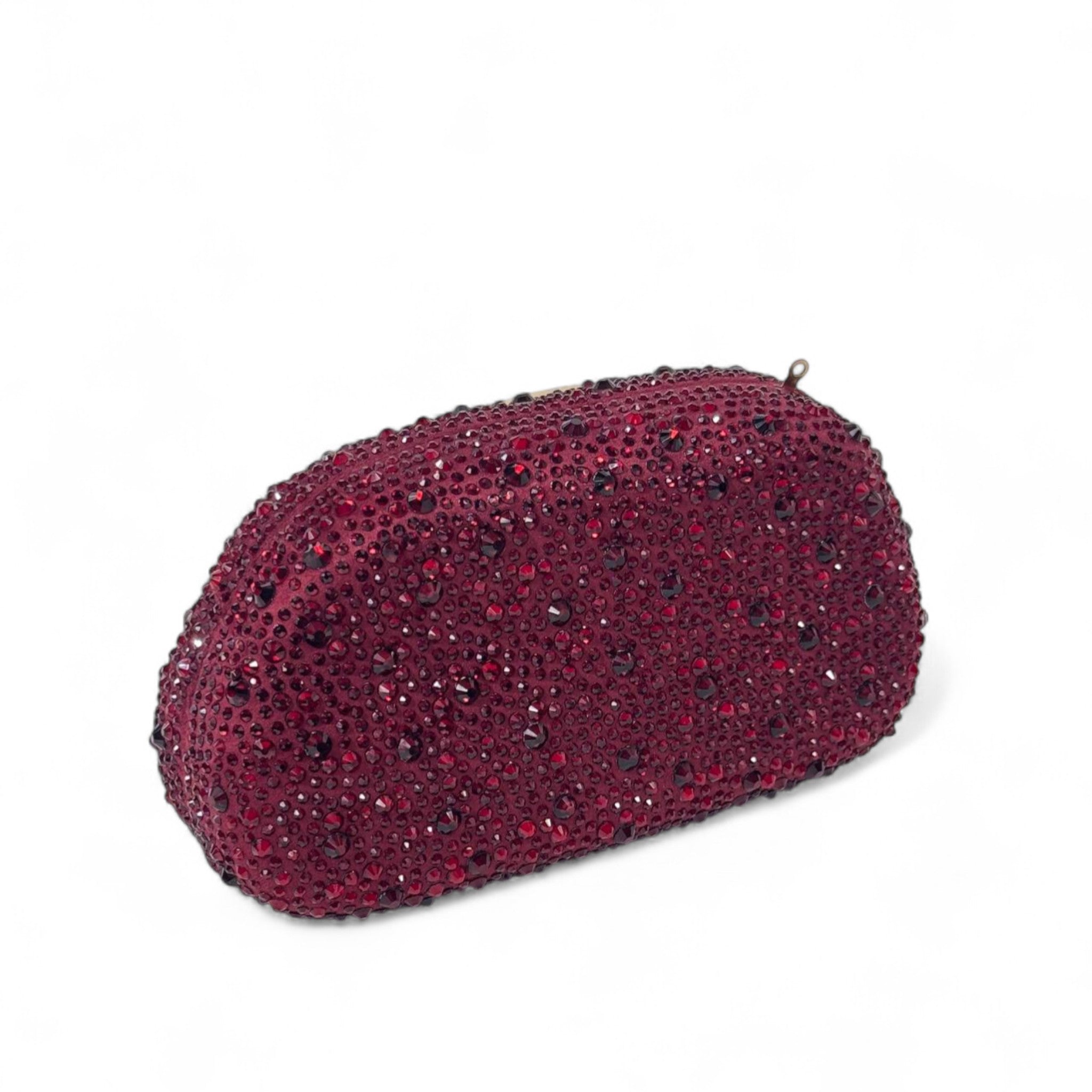 ZARA Crystal Red Sculptural Clutch – Gold Oversized Oval Hardware 💎❤️