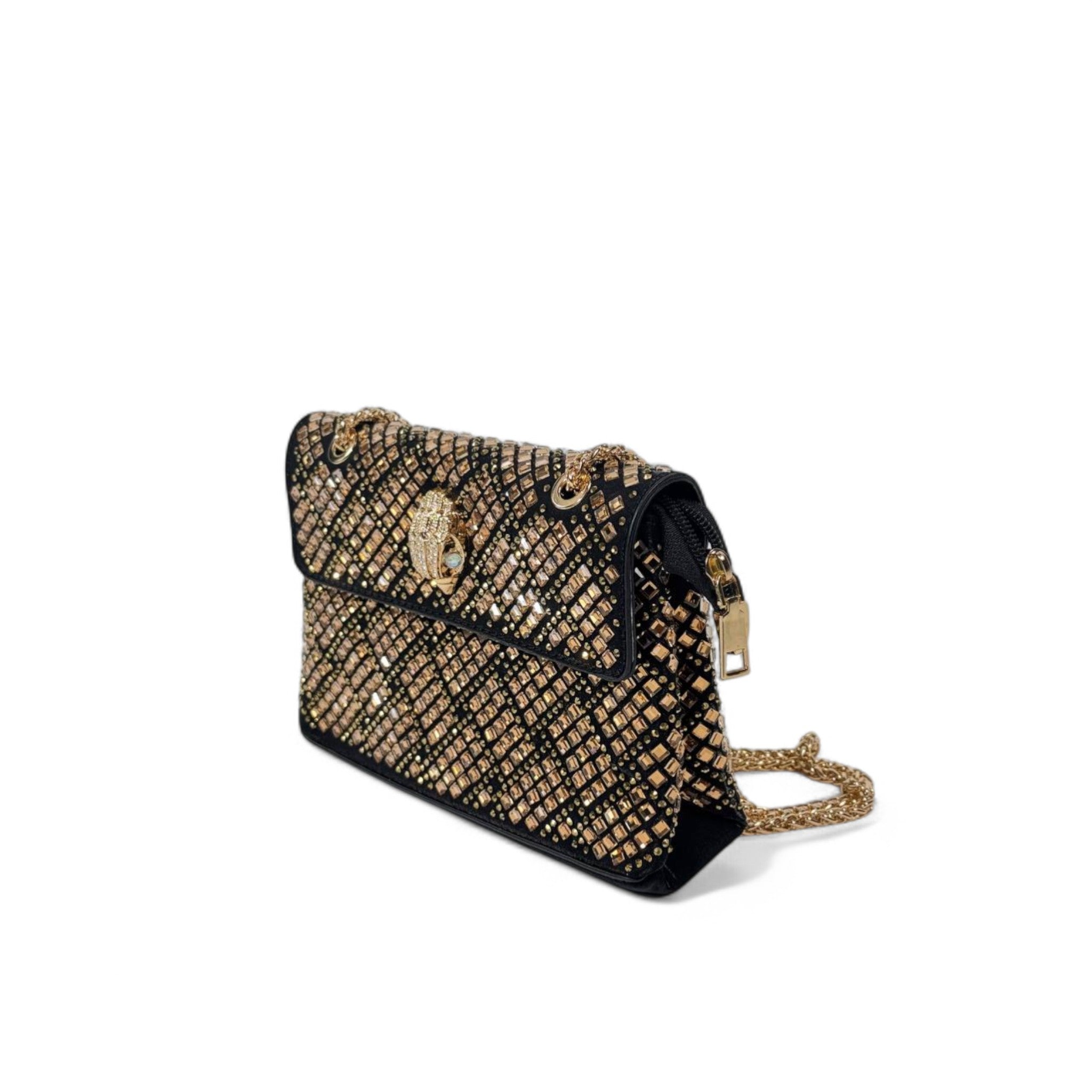 Black & Gold Embellished Shoulder Bag – Hamsa Clasp Crystal Chain Purse 🖤✨