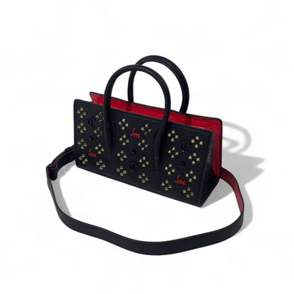 Christian Louboutin Black Studded Cabata Tote – Red Lining & Crossbody Strap 🖤🔥