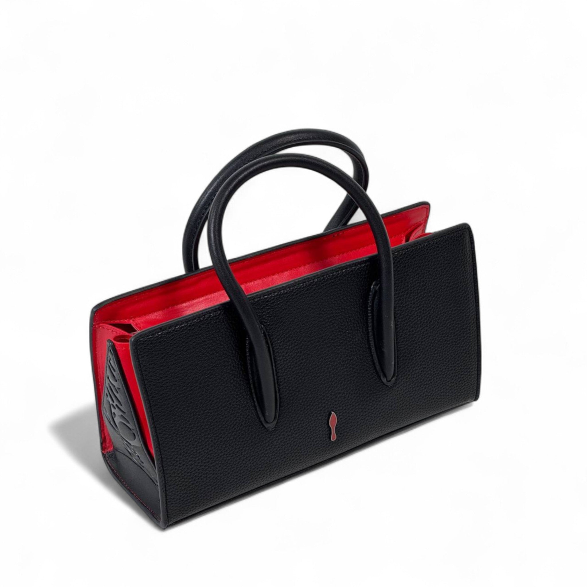 Christian Louboutin Black Studded Cabata Tote – Red Lining & Crossbody Strap 🖤🔥