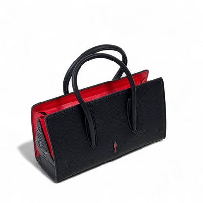 Christian Louboutin Black Studded Cabata Tote – Red Lining & Crossbody Strap 🖤🔥