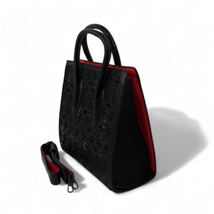 Christian Louboutin Black Cabata Tote – Embossed Stud Leather with Red Interior 🖤🔴