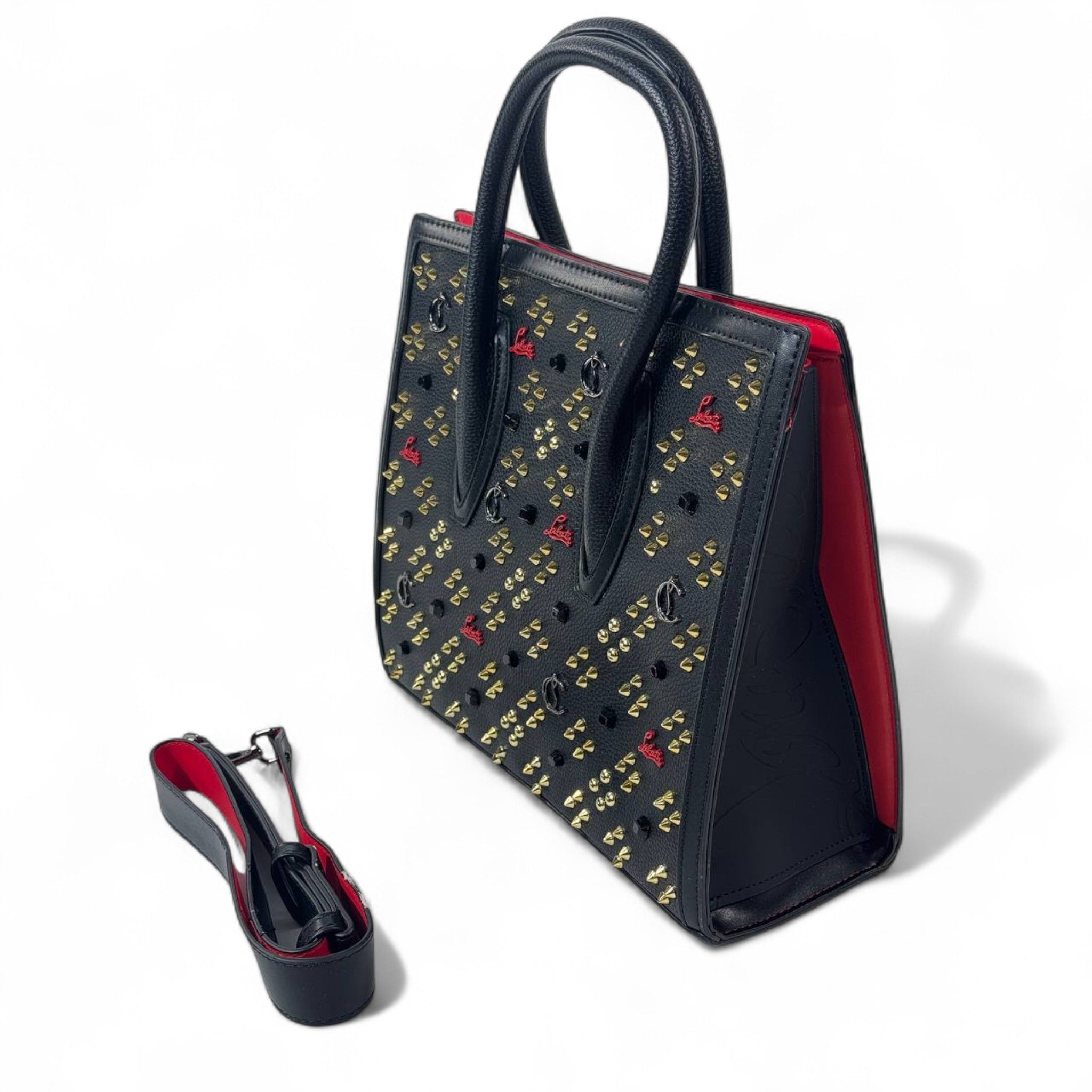 🖤 Christian Louboutin Cabata Tote Bag – Black Leather with Gold Studs