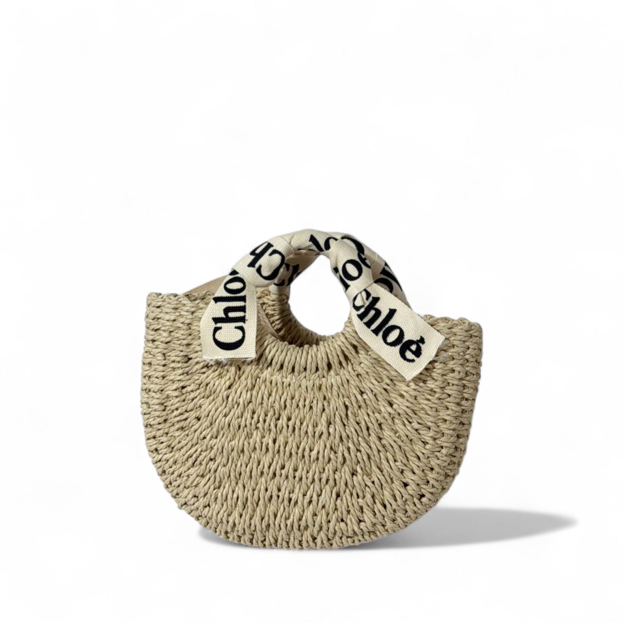 Chloé Woody Mini Raffia Basket Bag – Light Beige with Logo Handles 🧺✨
