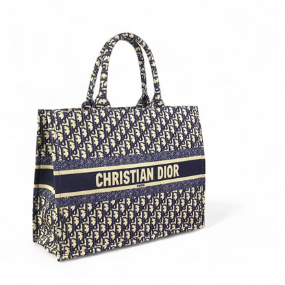 Christian Dior Book Tote Bag – Navy Oblique Canvas 💙