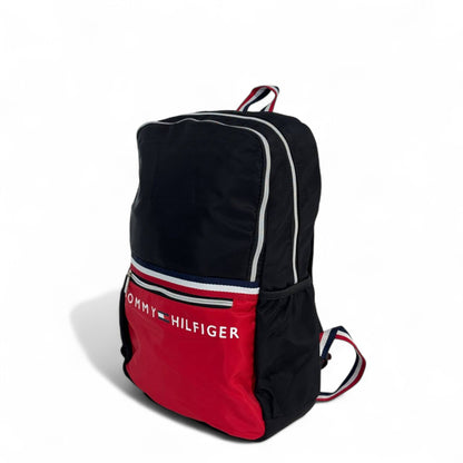Tommy Hilfiger Red & Black Backpack – Signature Logo Stripe 🎒🔥