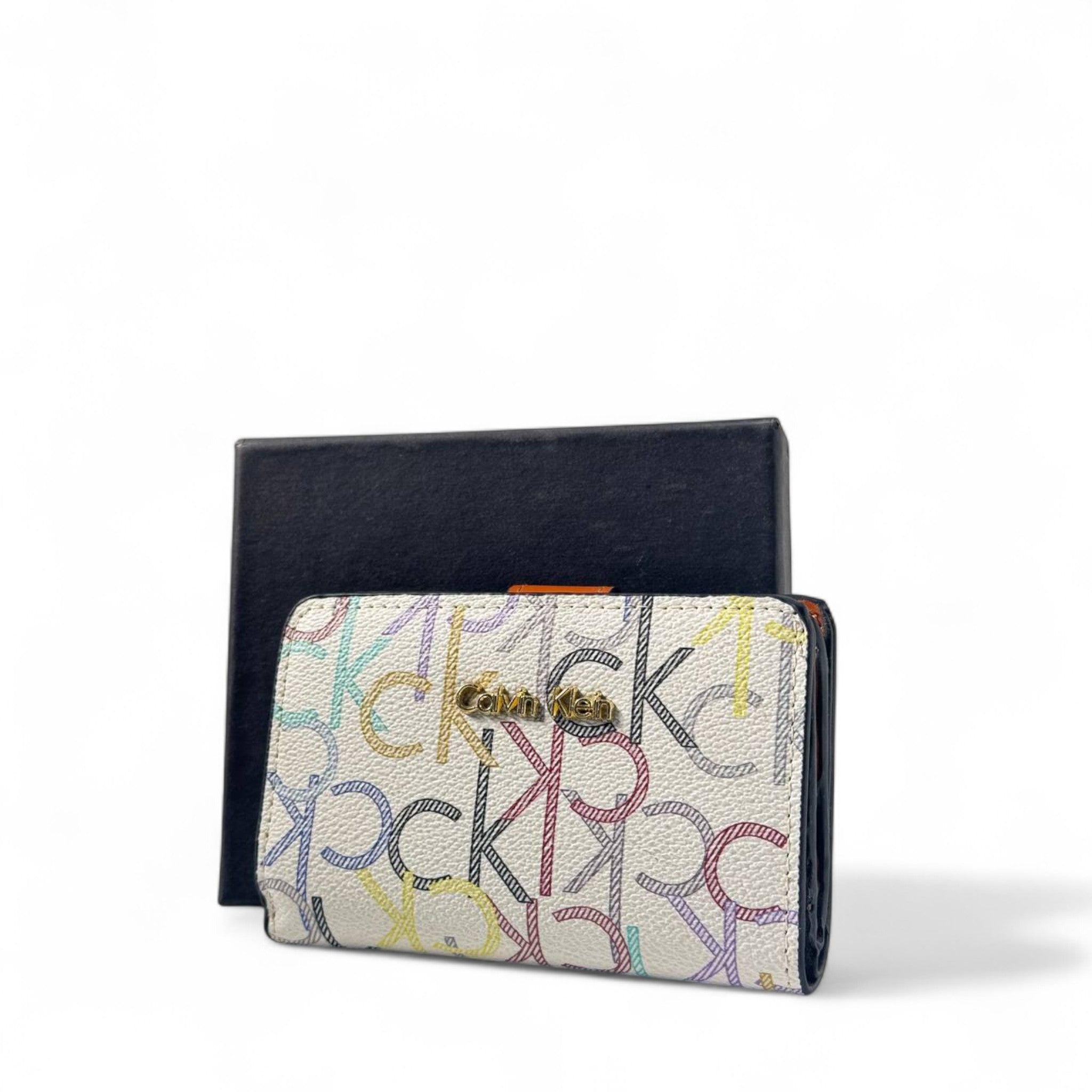 🎨 Calvin Klein Multicolor Monogram Wallet – CK Rainbow Logo Print with Gift Box 👜
