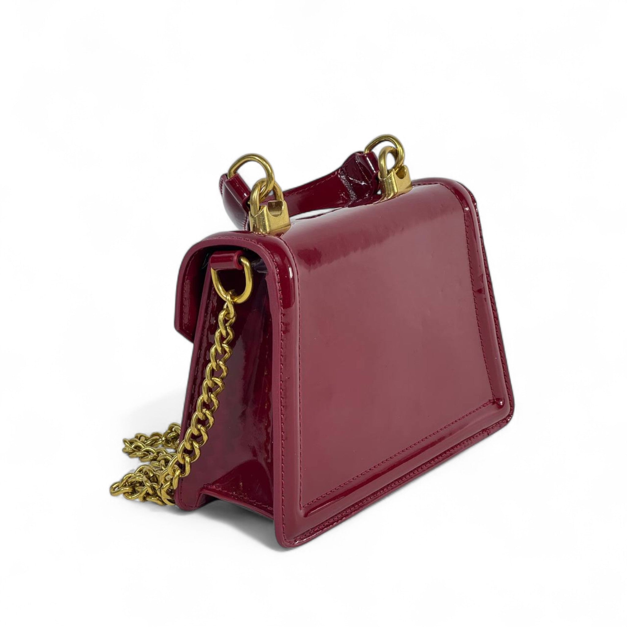 ❤️ Dolce & Gabbana Devotion Top Handle Bag – Burgundy Patent Leather