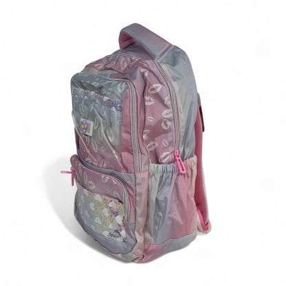 🎒 Momolly Kiss Me Glitter Backpack – Pastel Pink Ombre 💋✨