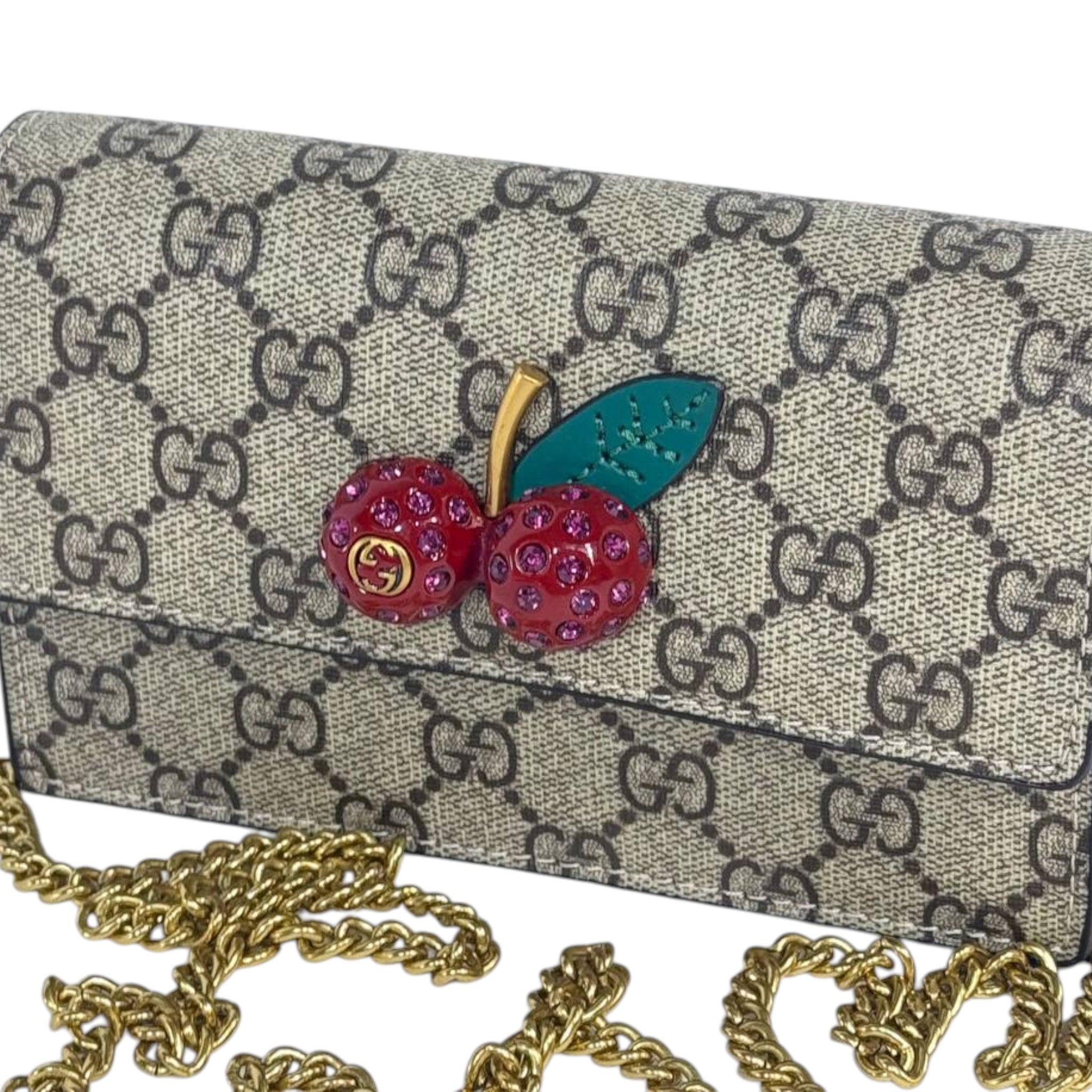 🍒 Cherry Charm GG Shoulder Bag – Luxury Monogram Edition 🍒