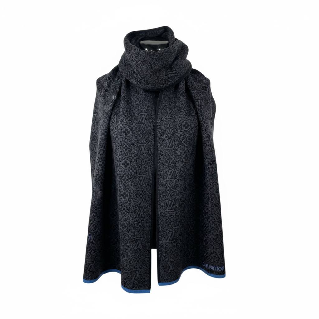 ⚫ Louis Vuitton Monogram Scarf | Gray Wool Blend