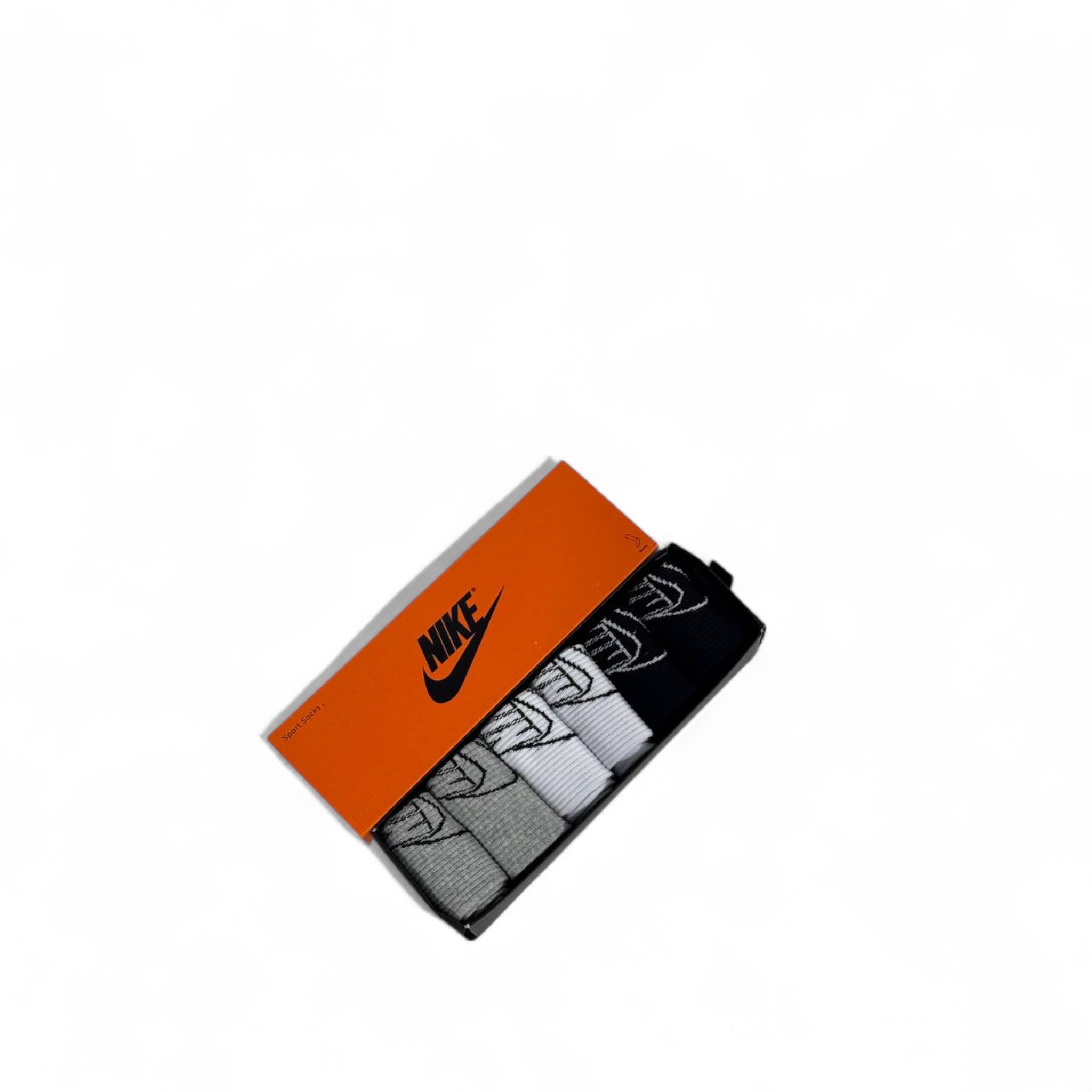 👟 Nike Crew Socks Set – 3 Pairs (White, Black, Grey) with Box