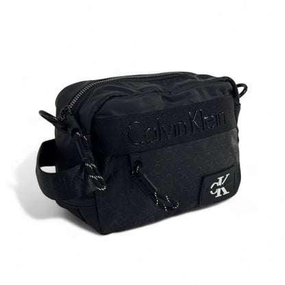🖤 Calvin Klein All-Black Monogram Crossbody Bag – Minimalist Unisex Style