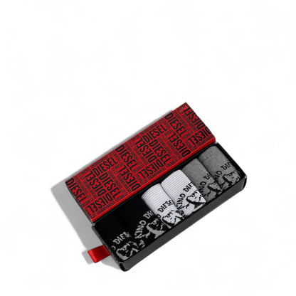 Diesel Crew Socks Set – 6 Pairs (White, Black, Grey) with Gift Box
