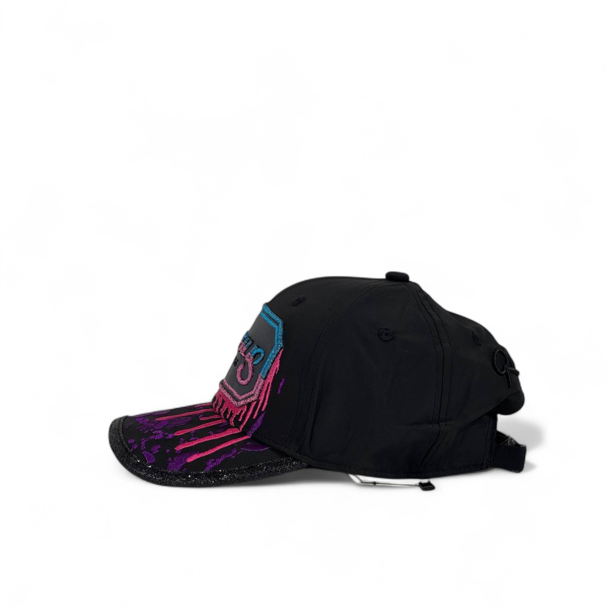 Redfills Paris Neon Drip Embroidered Cap 🧢✨ – Black with Color Splash