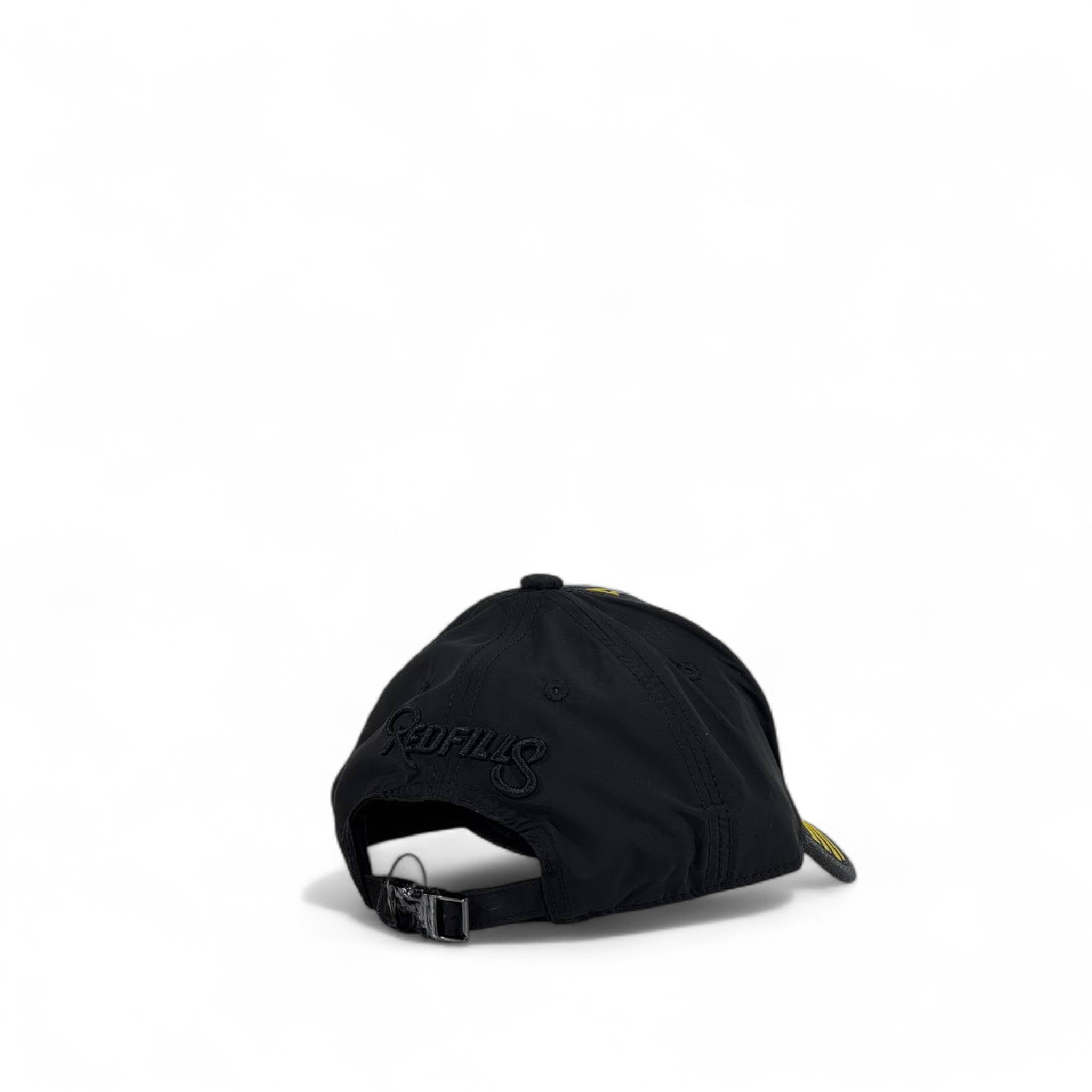 Redfills Paris Racing Stripe Baseball Cap 🧢 – Black with Yellow & Silver Accents