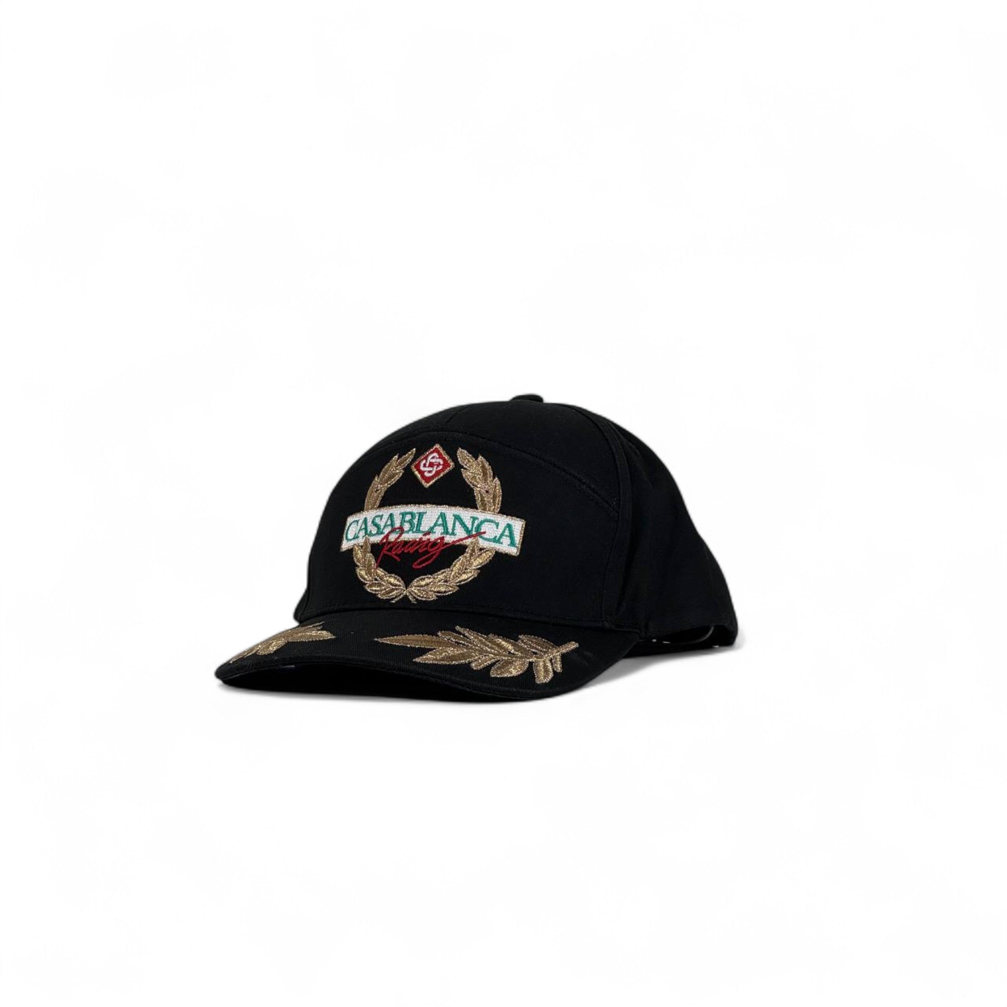 Casablanca Style Black Embroidered Racing Cap 🏁 | Luxury Streetwear