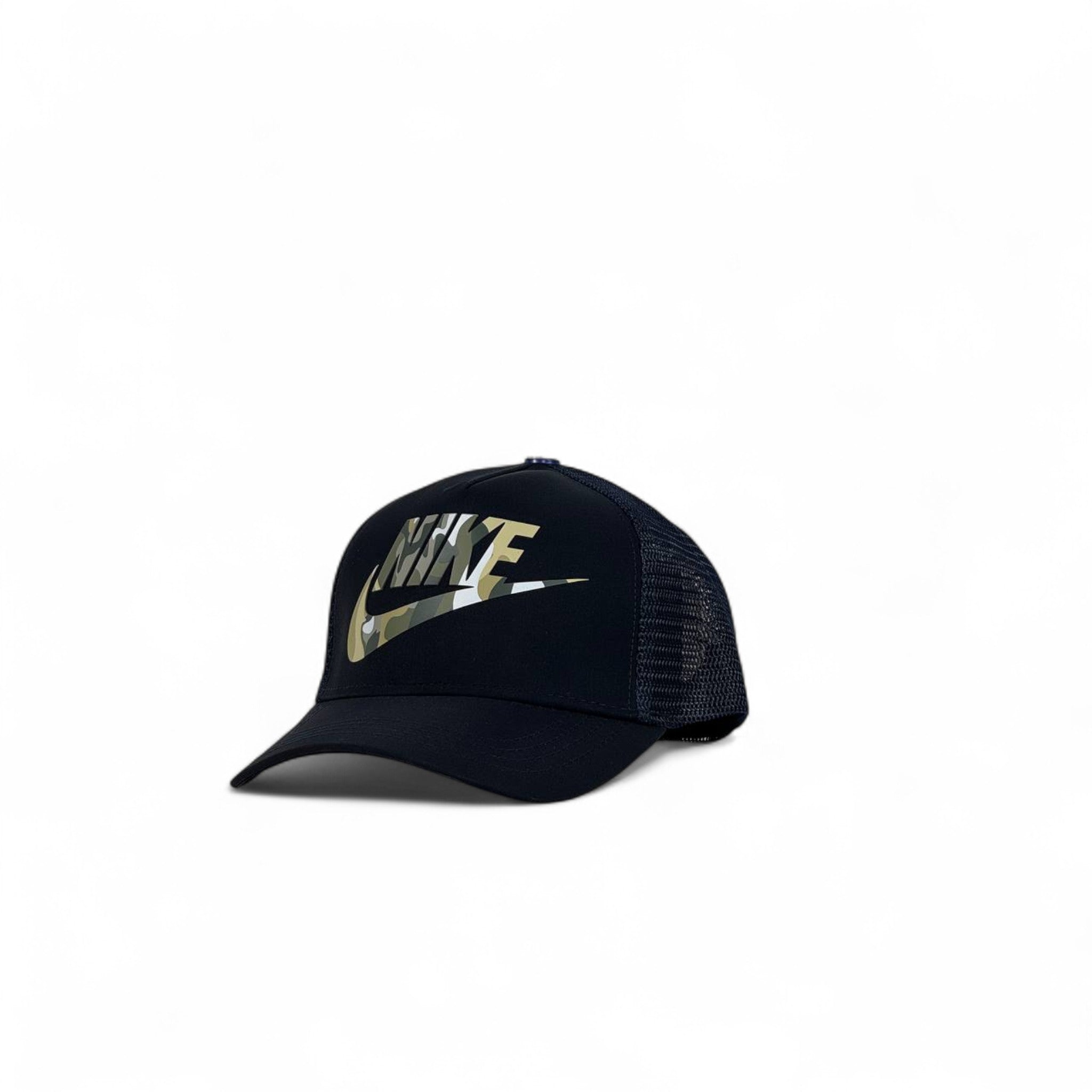 Nike Style Camo Logo Black Mesh Trucker Cap 🖤 | Sporty Streetwear