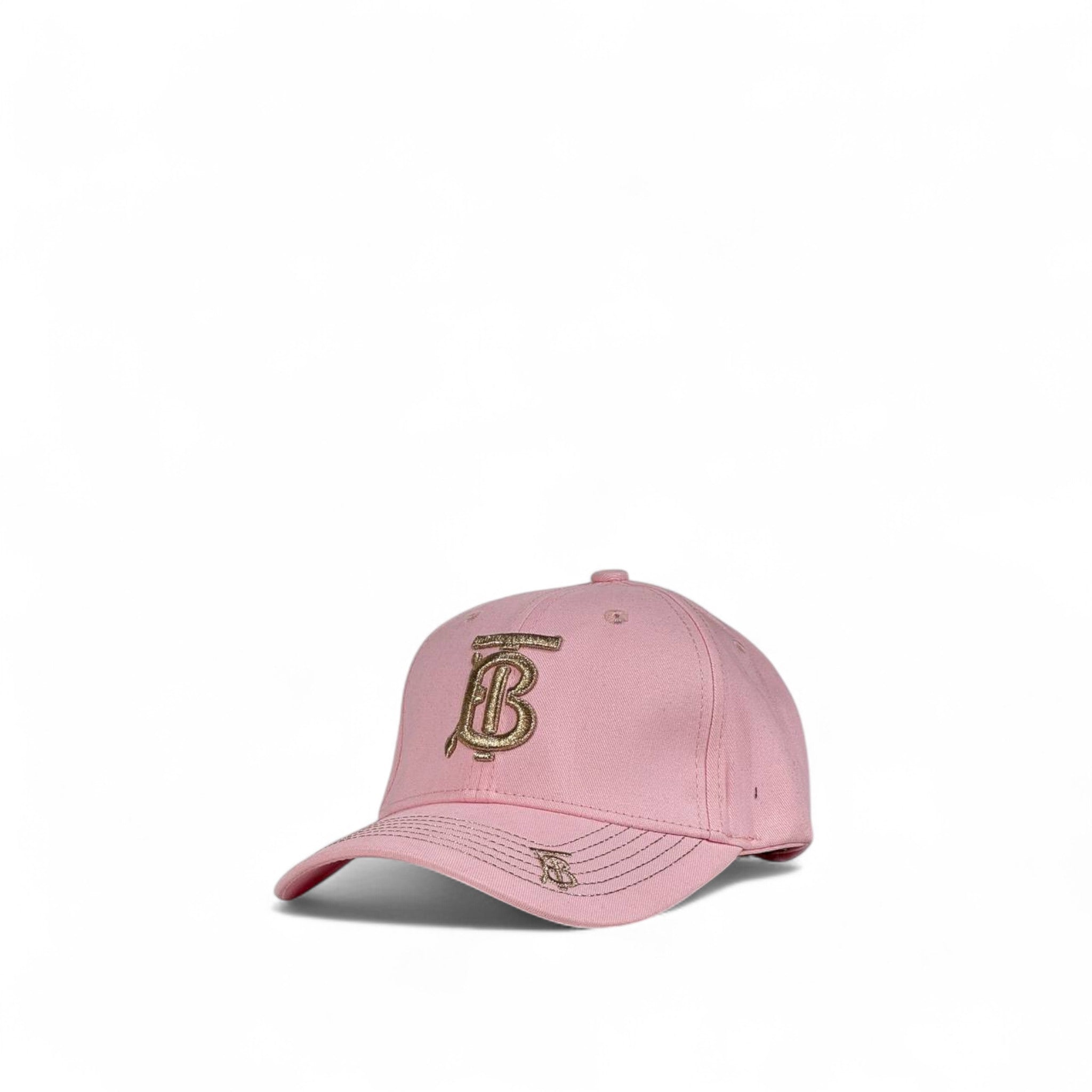 Burberry Style Pink Baseball Cap 🎀 | Gold Monogram TB Embroidery