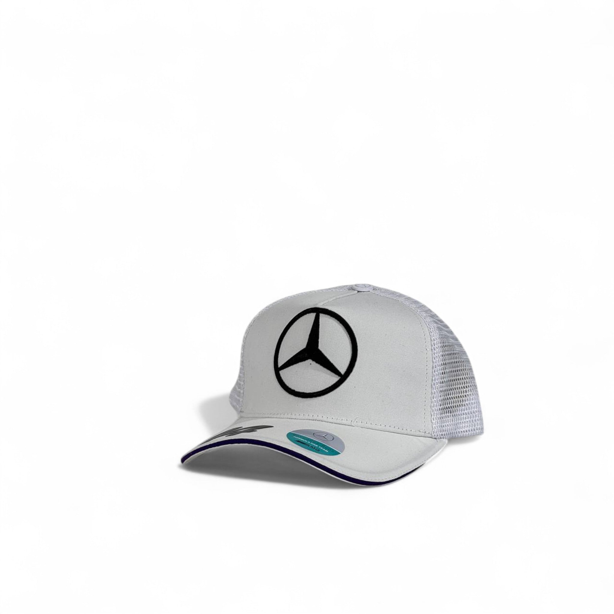 Mercedes-Benz Logo Trucker Cap ⚪ | White Mesh Snapback Hat