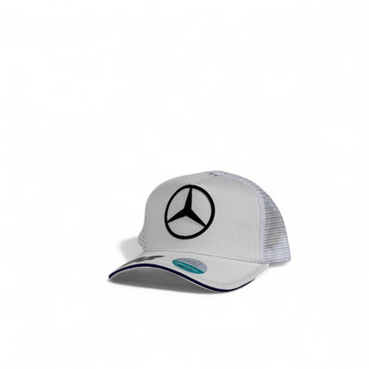 Mercedes-Benz Logo Trucker Cap ⚪ | White Mesh Snapback Hat