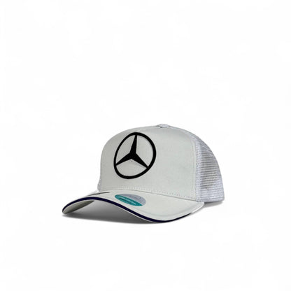 Mercedes-Benz Logo Trucker Cap ⚪ | White Mesh Snapback Hat