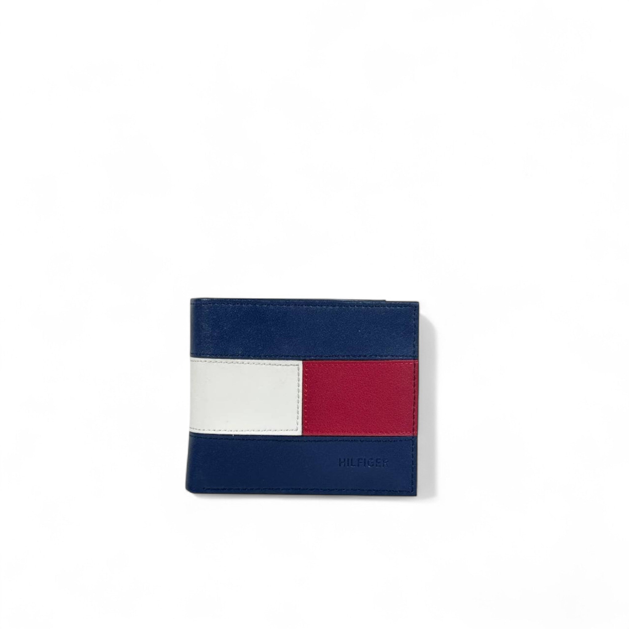 Tommy Hilfiger Men’s Leather Wallet – Red, White & Blue Flag Design 🟥⬜🟦 | Multi-Compartment & Coin Pocket