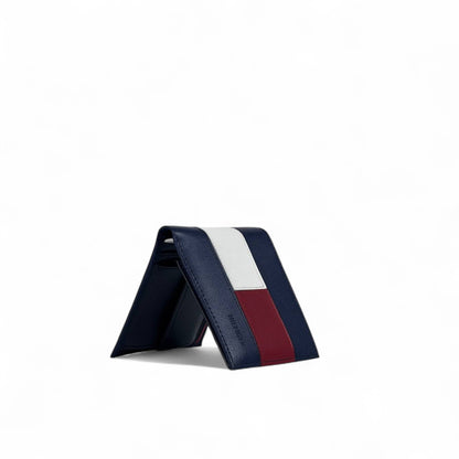 Tommy Hilfiger Men’s Leather Wallet – Red, White & Blue Flag Design 🟥⬜🟦 | Multi-Compartment & Coin Pocket