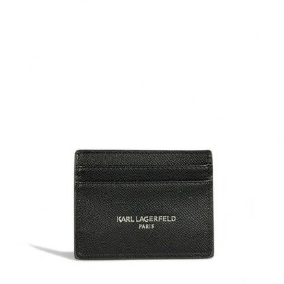 🖤 Karl Lagerfeld Black Leather Card Holder – Embossed Logo Design