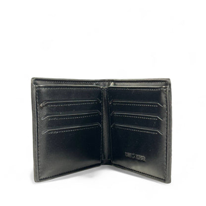 🖤 Tommy Hilfiger Black Embossed Logo Leather Bifold Wallet – Flag Logo