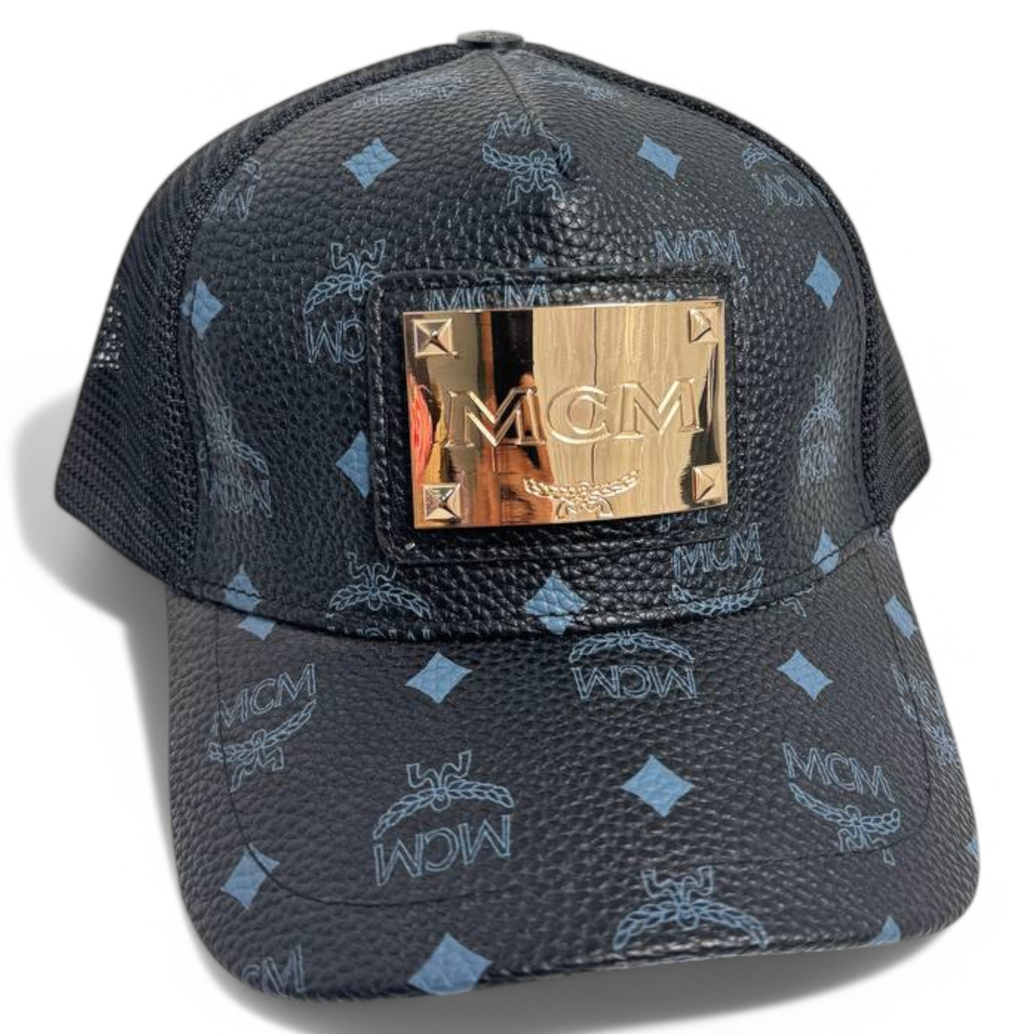 MCM Luxury Monogram Cap – Black & Gold Designer Hat