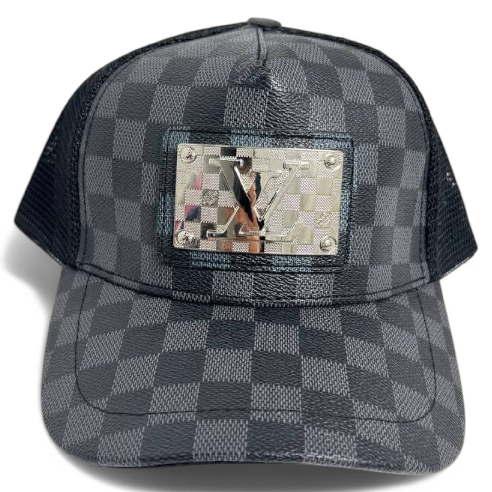 Louis Vuitton-Inspired Damier Graphite Cap
