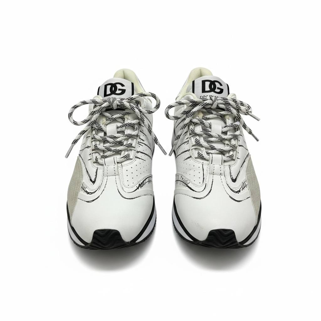 Dolce & Gabbana White Graphic Sneakers 🤍✍️🔥 | Luxury Statement Runner 👟✨