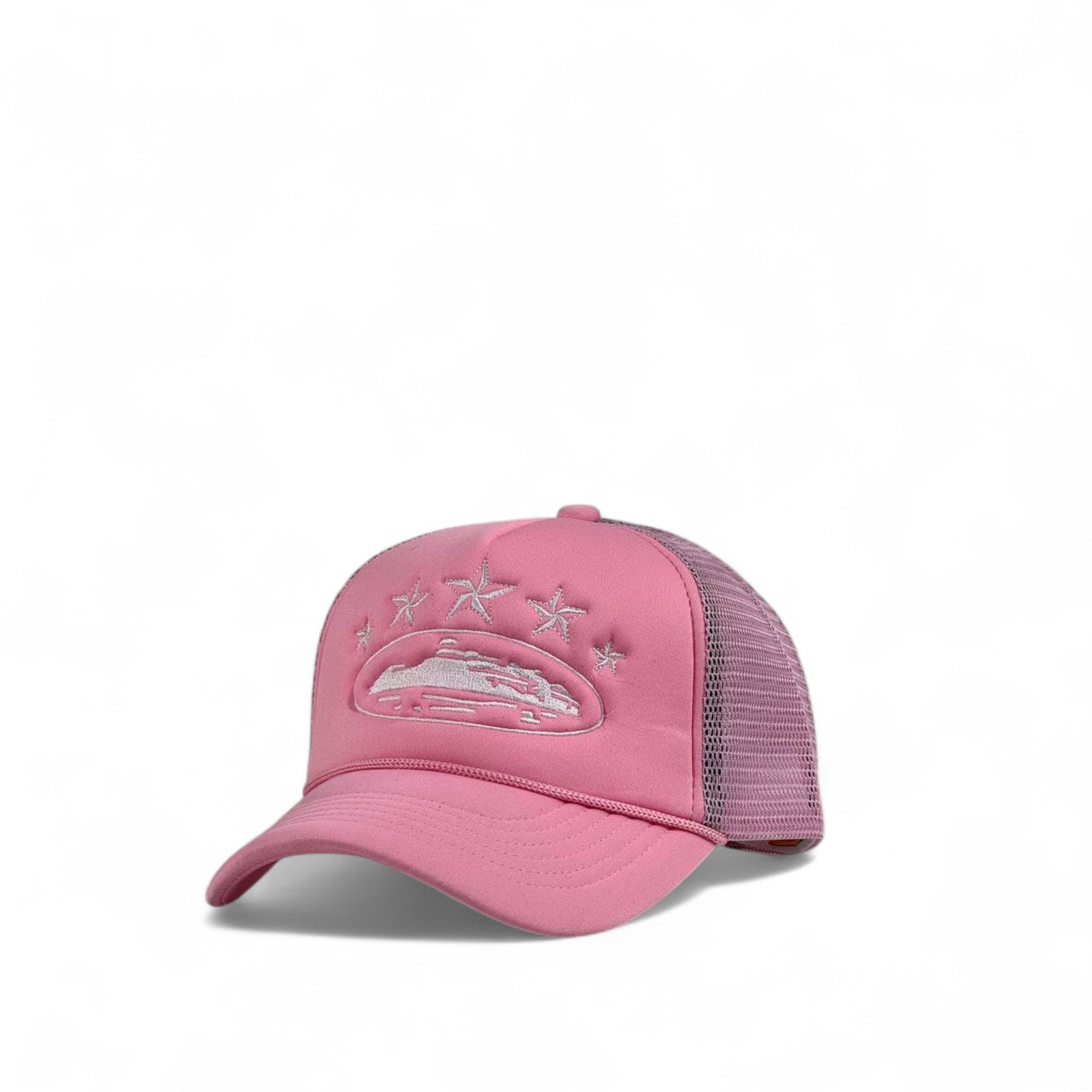 Corteiz Pink Trucker Cap 🌸 | Embroidered Stars & Yacht Design | Limited Edition Streetwear