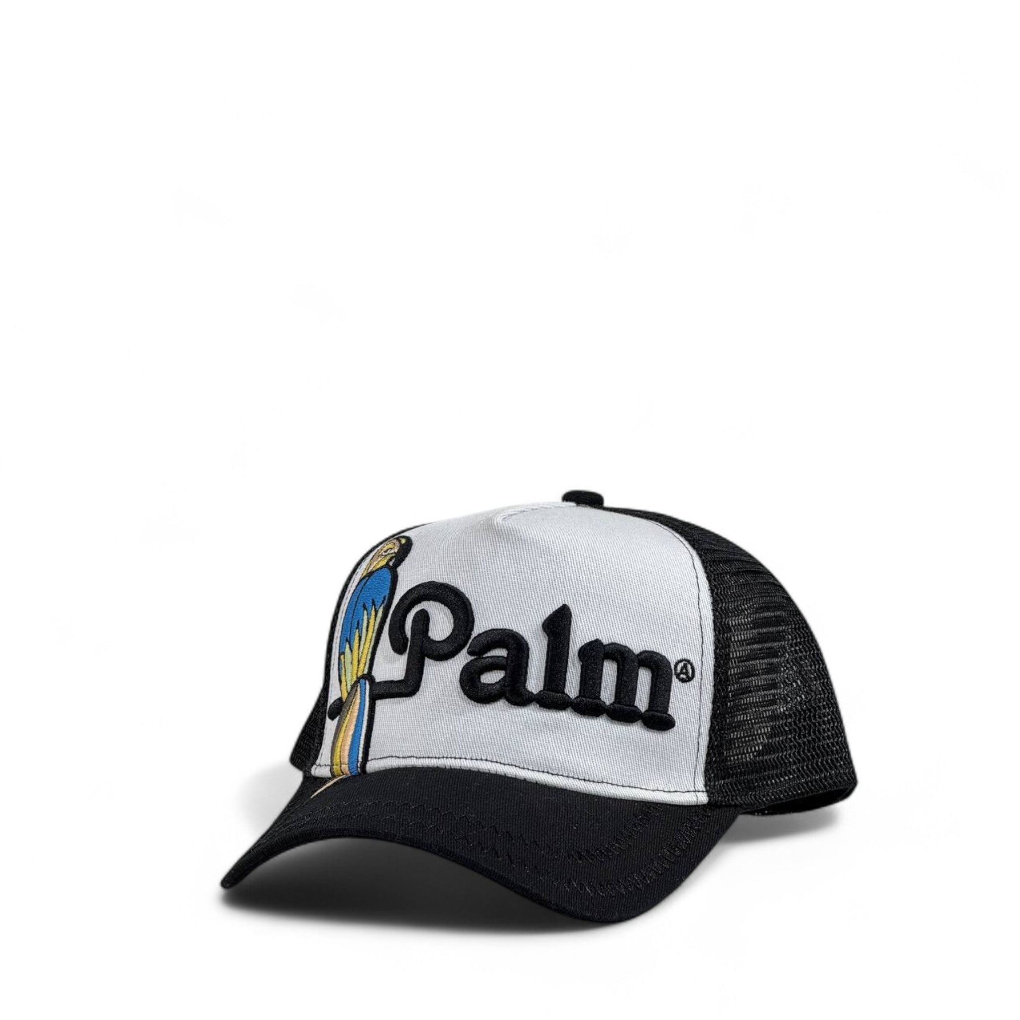 Palm Angels Parrot Trucker Cap 🦜 | Black & White Mesh Hat | Luxury Streetwear