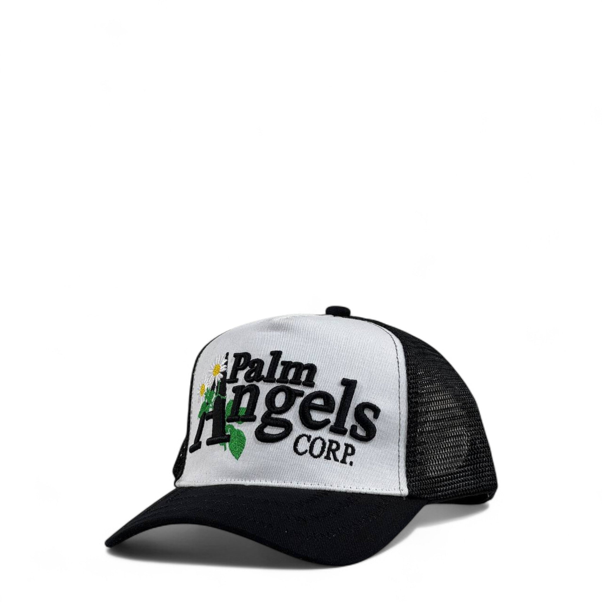Palm Angels Corp. Trucker Cap 🌼 | Black & White Mesh Hat | Luxury Streetwear