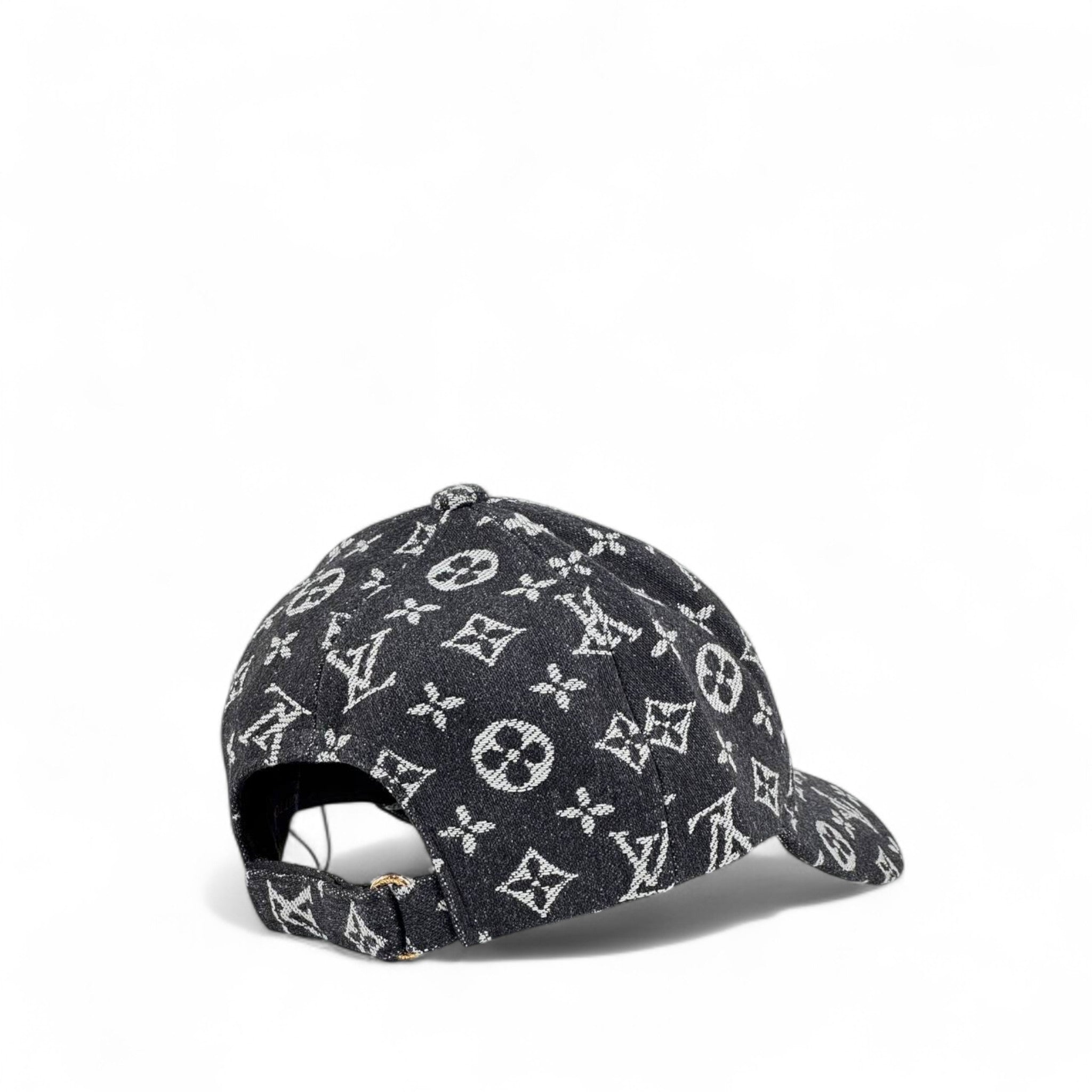 🖤 Louis Vuitton Monogram Black Denim Cap with Gold LV Logo | Luxury Designer Hat