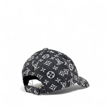 🖤 Louis Vuitton Monogram Black Denim Cap with Gold LV Logo | Luxury Designer Hat