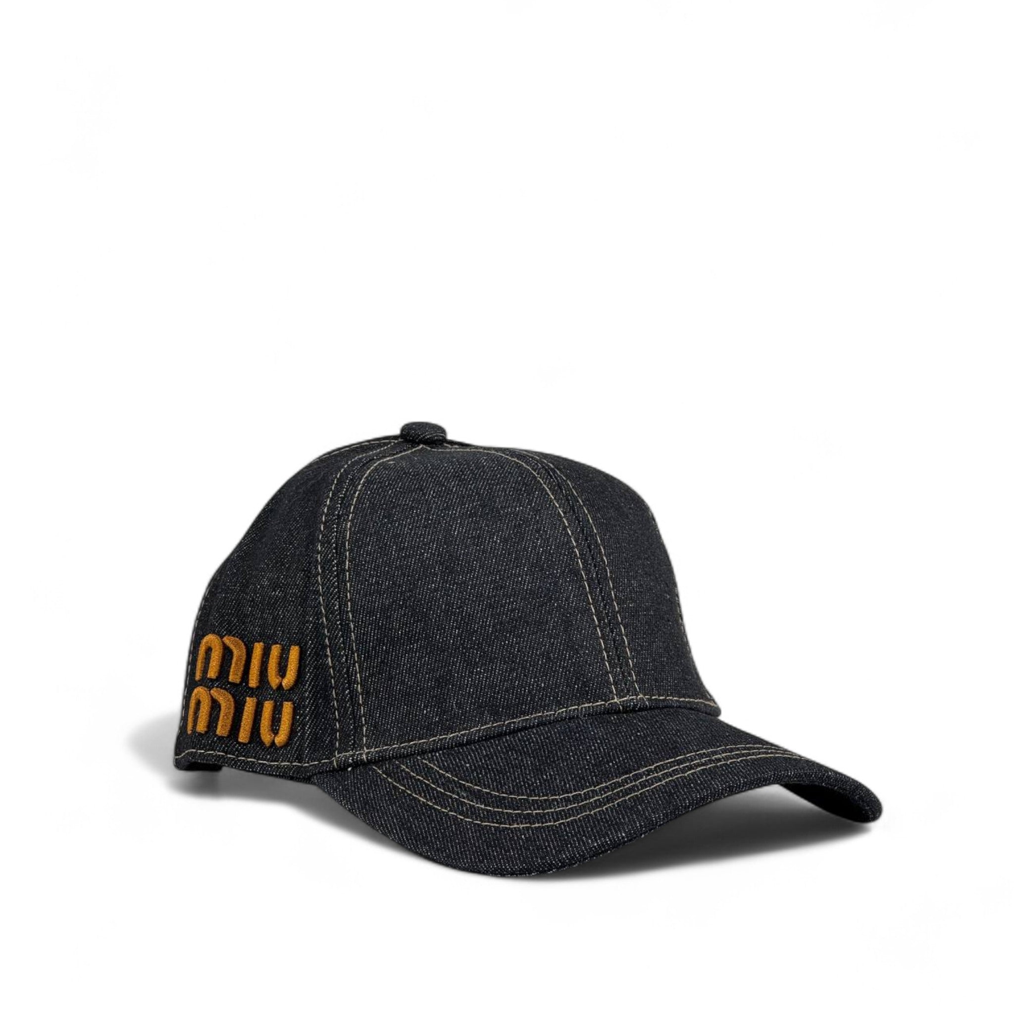 🧢 Miu Miu Denim Logo Cap | Black Denim Luxury Baseball Hat
