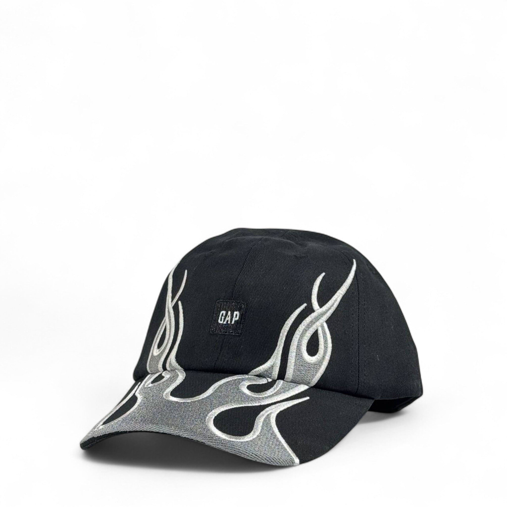 🧢 GAP Flame Embroidered Cap | Black Streetwear Baseball Hat