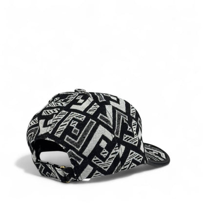 Fendi Black & White Geometric Monogram Cap – Luxury Designer Hat ⚫⚪✨