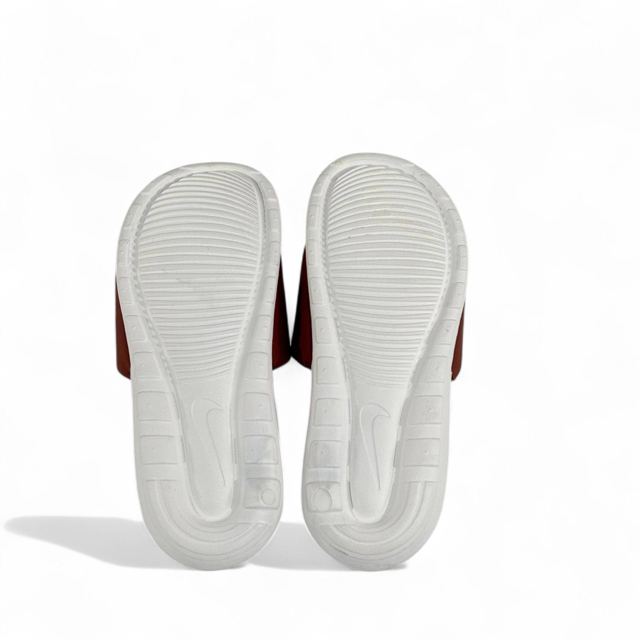 🤎 Nike Brown & White Slides – Classic Comfort Slippers with White Swoosh ✔️