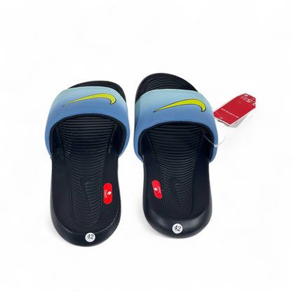 🌊 Nike Blue Gradient Slides – Neon Yellow Swoosh Summer Slippers 💛💙