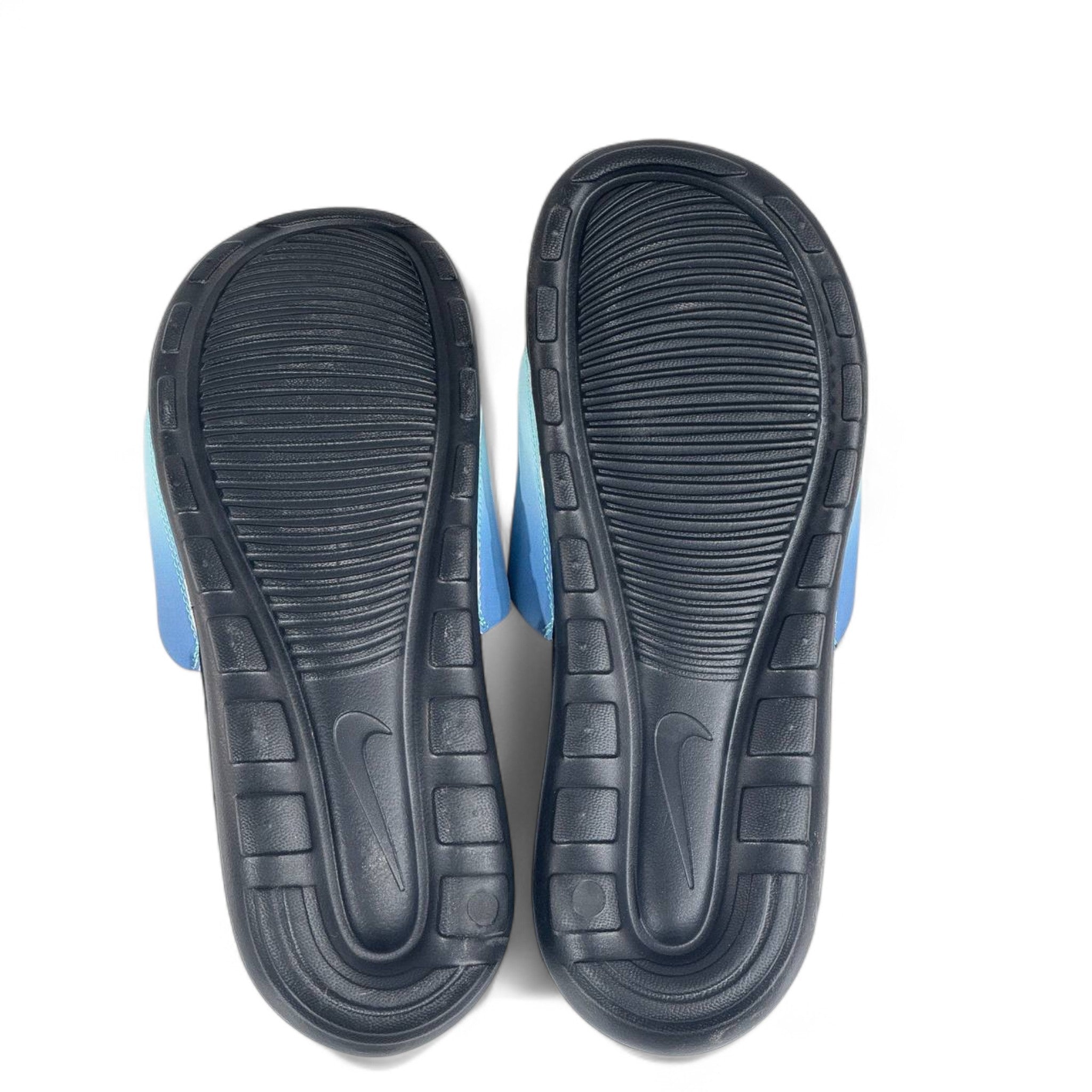 🌊 Nike Blue Gradient Slides – Neon Yellow Swoosh Summer Slippers 💛💙