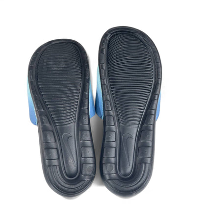 🌊 Nike Blue Gradient Slides – Neon Yellow Swoosh Summer Slippers 💛💙