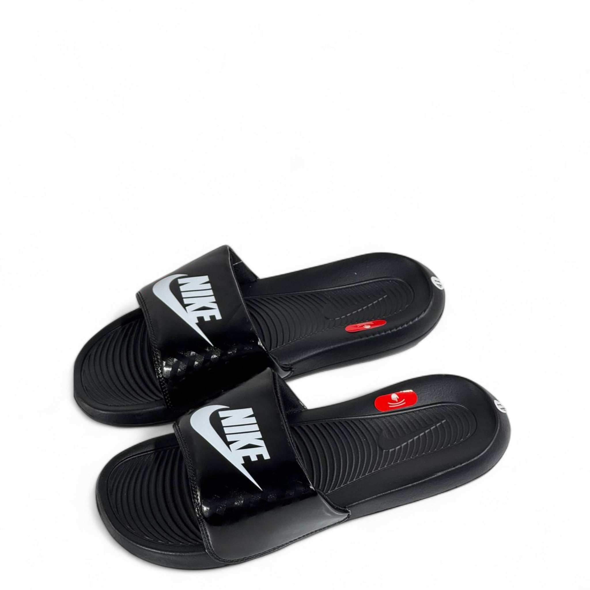⚫ Nike Carbon Fiber Strap Slides – Black Comfort Slippers with White Swoosh ✔️